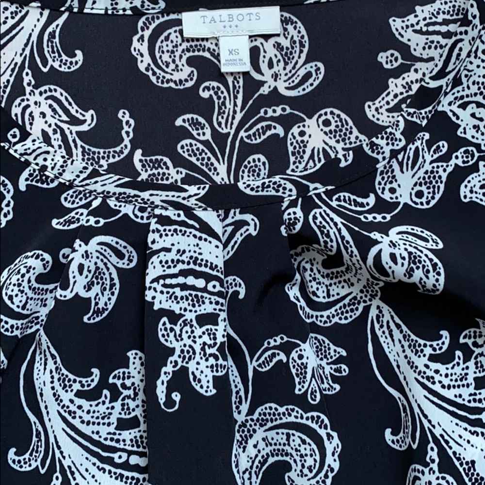 Talbots, Silky, Pleated Neck, 100% Polyester Top. - image 3